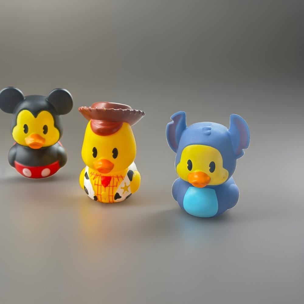 Disney Parks Rubber Duck Set Mickey Mouse Woody Toy Story Stitch Collectible 3pc